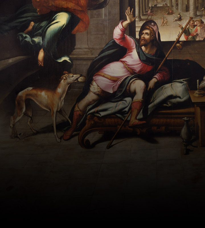 O santo alimentado por um cão